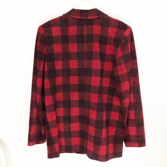 Vintage Danier Suede Plaid Check Red Blazer Jacket - Picture 9 of 10